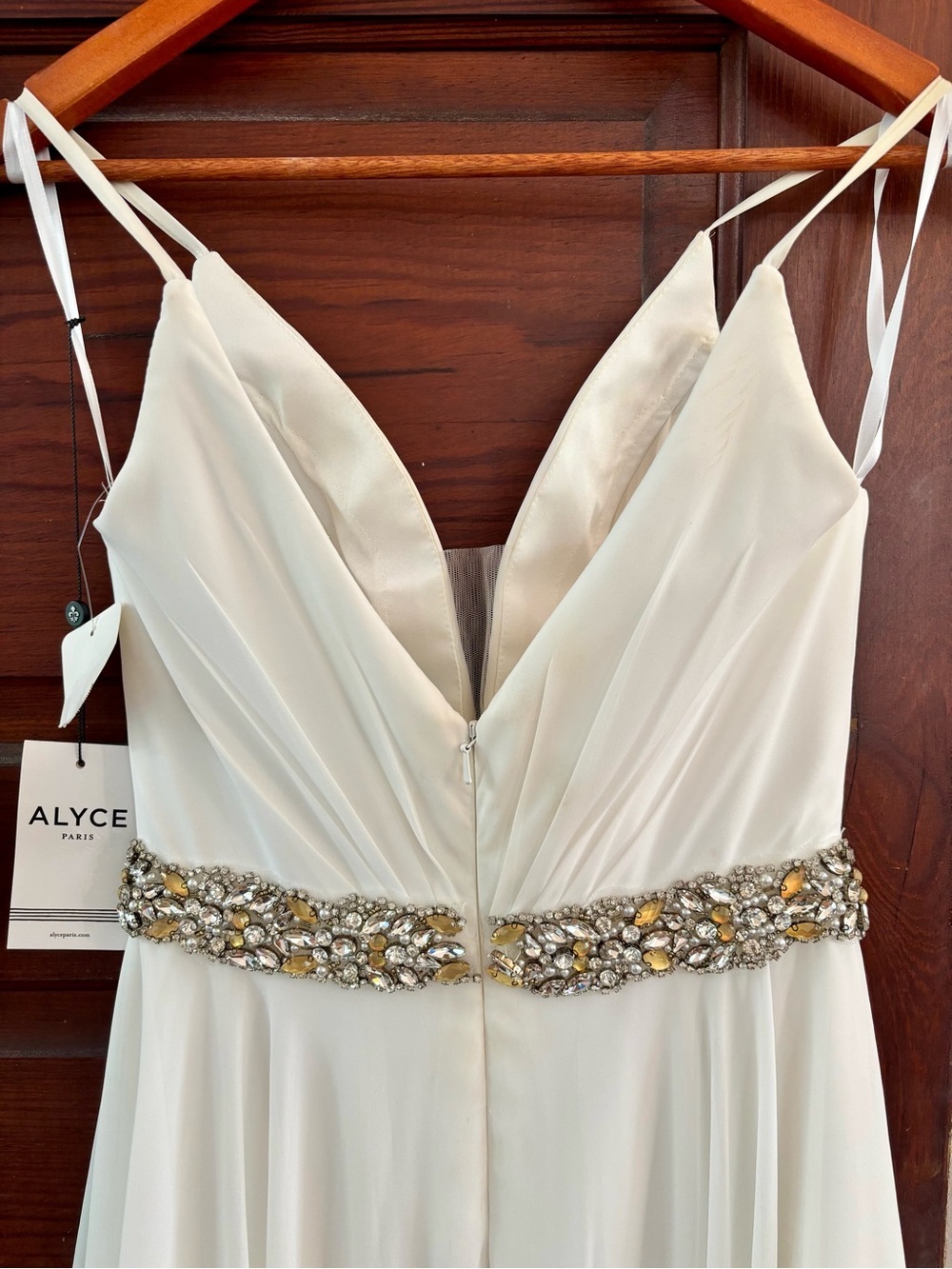 NWT Alyce Paris Dress DIAMOND WHITE Style # 60092 Made in US, Cover pic is style - Picture 8 of 12